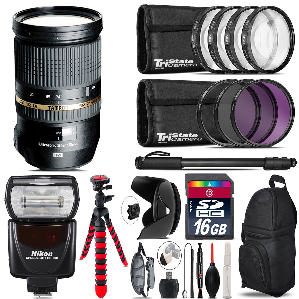 24-70mm Lens for Nikon + Nikon SB-700 AF Speedlight  & More - 16GB Kit *FREE SHIPPING*