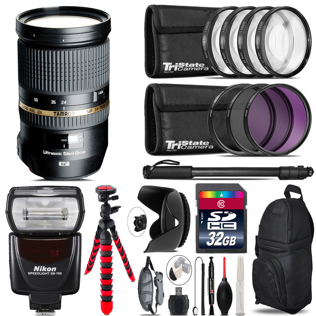 Tamron 24-70mm Lens for Nikon + Nikon SB-700 AF Speedlight  & More - 32GB Kit *FREE SHIPPING*