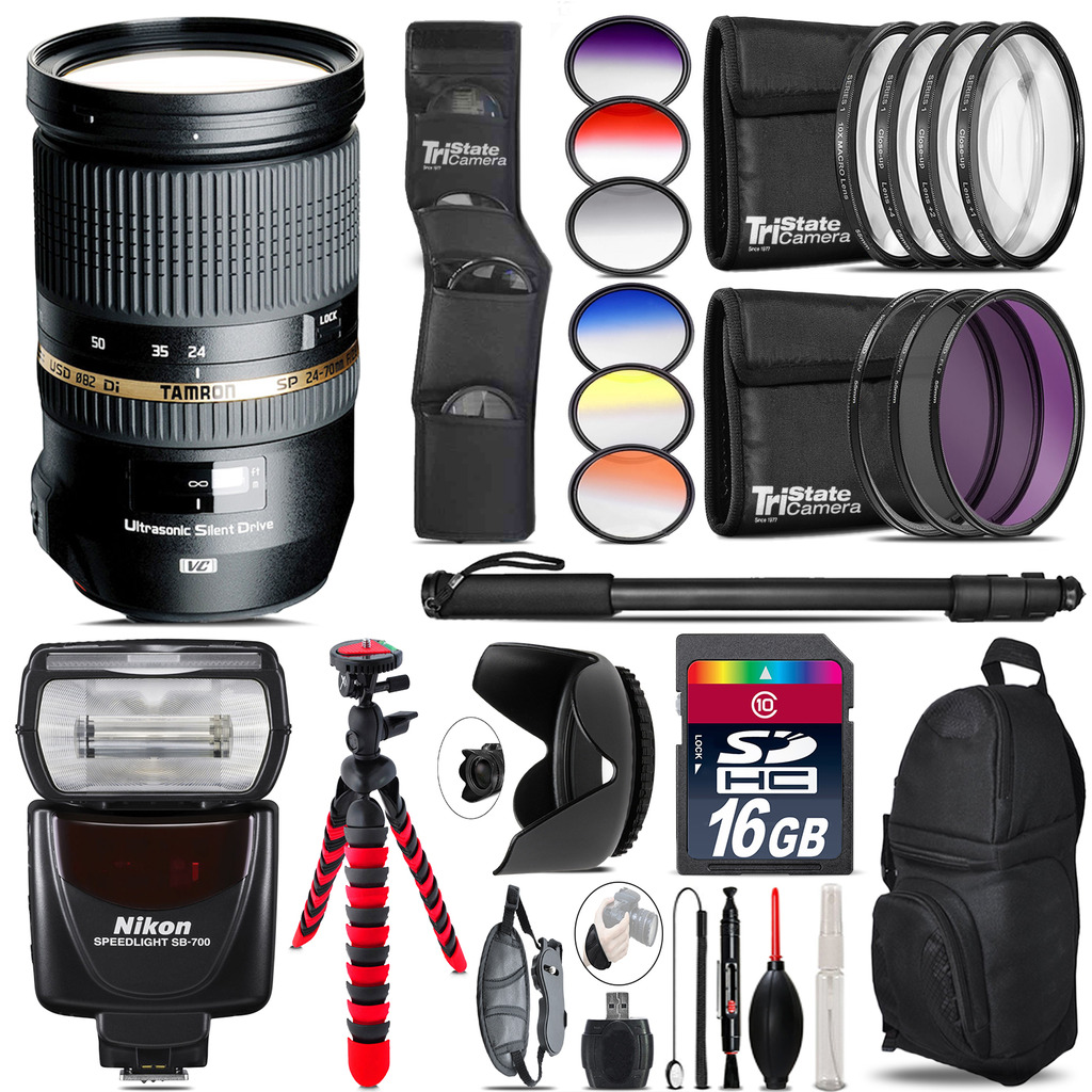 24-70mm Lens for Nikon + Nikon SB-700 AF Speedlight - 16GB Accessory Kit *FREE SHIPPING*