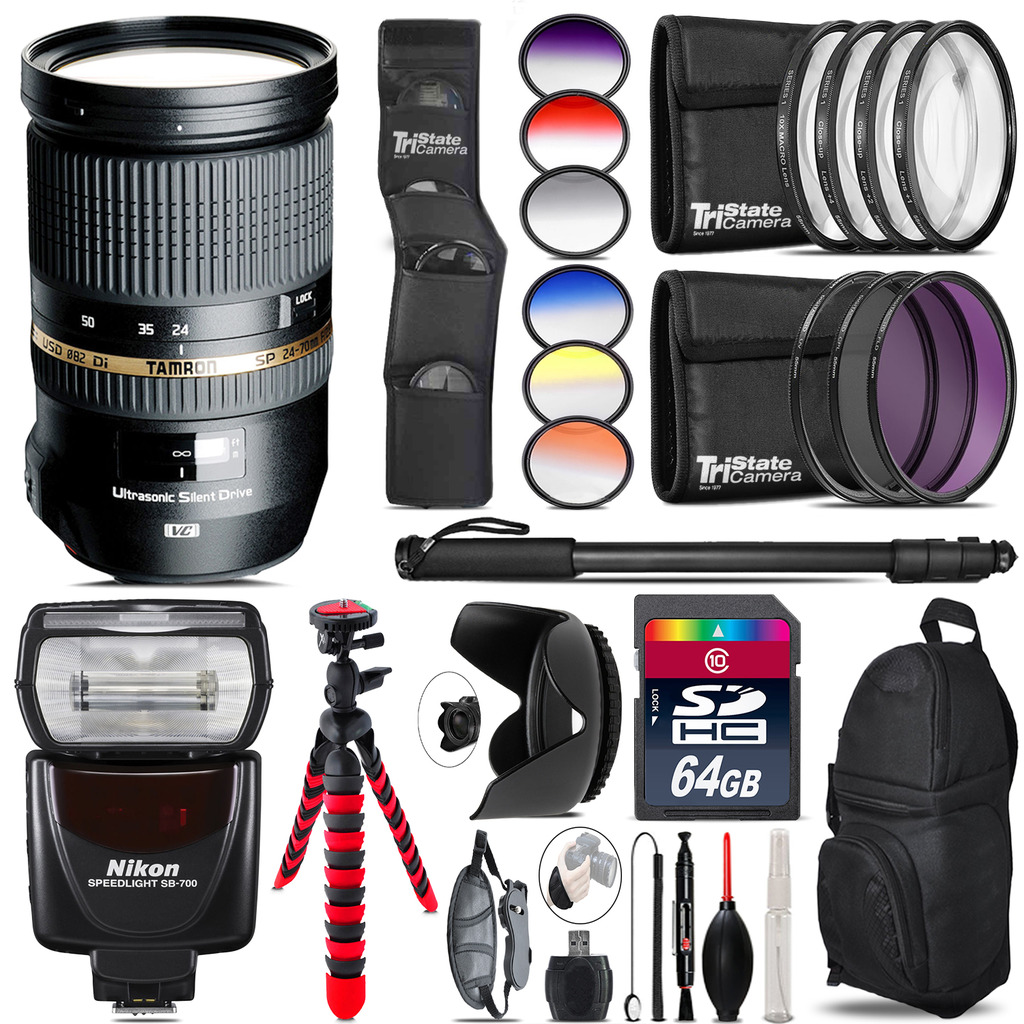 24-70mm Lens for Nikon + Nikon SB-700 AF Speedlight  - 64GB Accessory Kit *FREE SHIPPING*