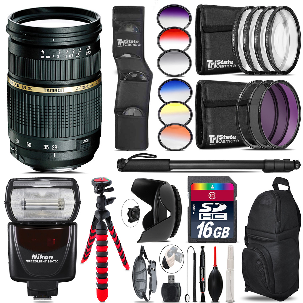 Tamron 28-75mm Lens for Nikon + Nikon SB-700 AF Speedlight - 16GB Accessory Kit *FREE SHIPPING*