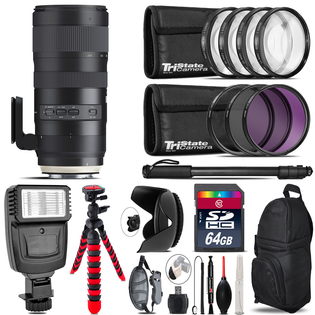 Tamron 70-200mm G2  for Canon + Flash +  Tripod & More - 64GB Accessory Kit *FREE SHIPPING*