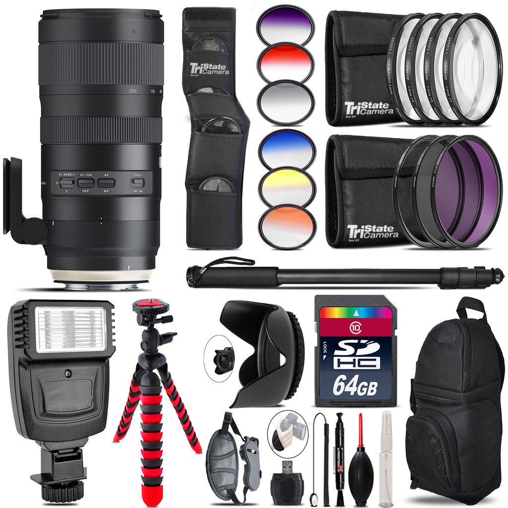 Tamron 70-200mm G2  for Canon + Flash + Color Filter Set - 64GB Accessory Kit *FREE SHIPPING*