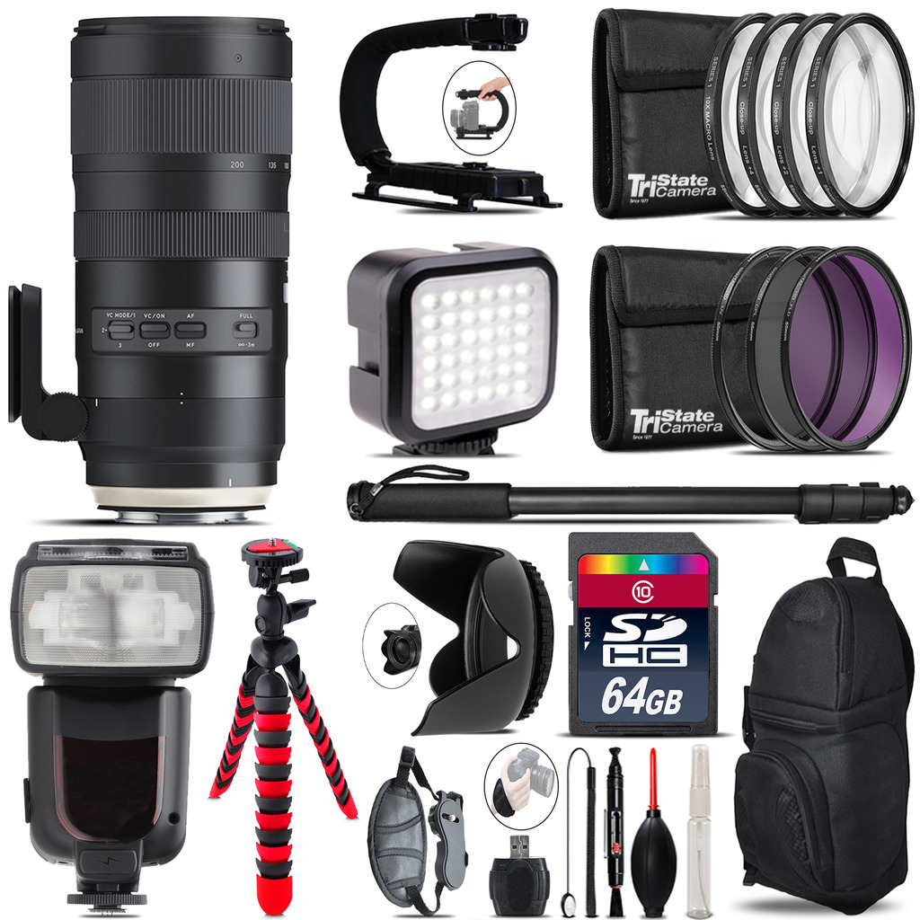 Tamron 70-200mm G2  for Canon - Video Kit + Pro Flash - 64GB Accessory Bundle *FREE SHIPPING*