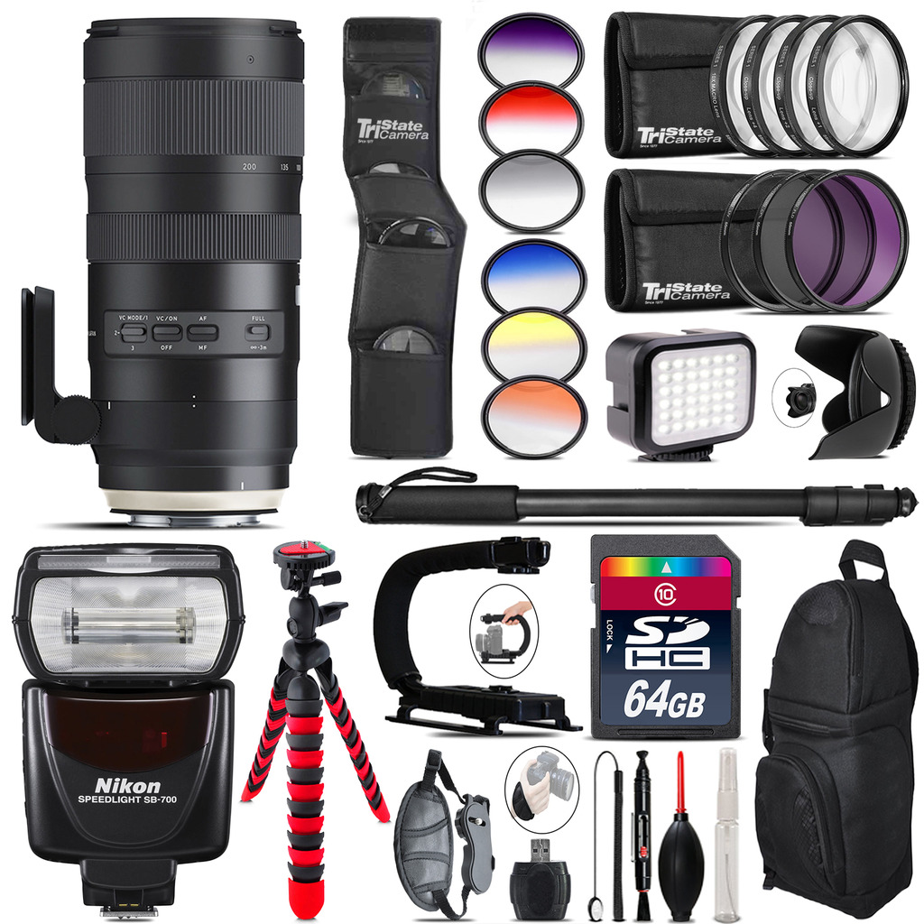 Tamron 70-200mm G2  for Nikon + Nikon SB700 Speedlite + LED - 64GB Accessory Kit *FREE SHIPPING*