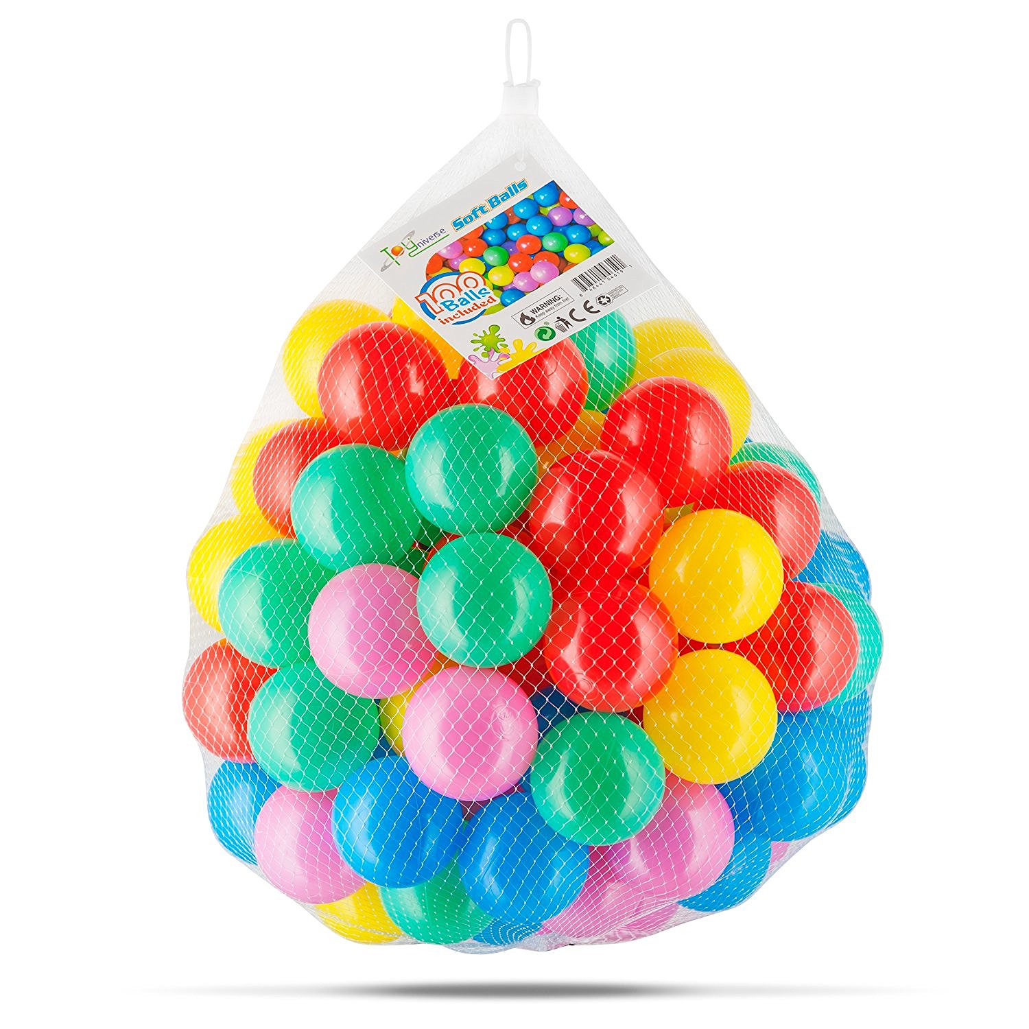 Toyniverse 100 Pack of Plastic Play Balls / Pit Balls - 2.3&inch; Diameter | Non Toxic | Phthalate Free | BPA Free | Crush Proof *FREE SHIPPING*