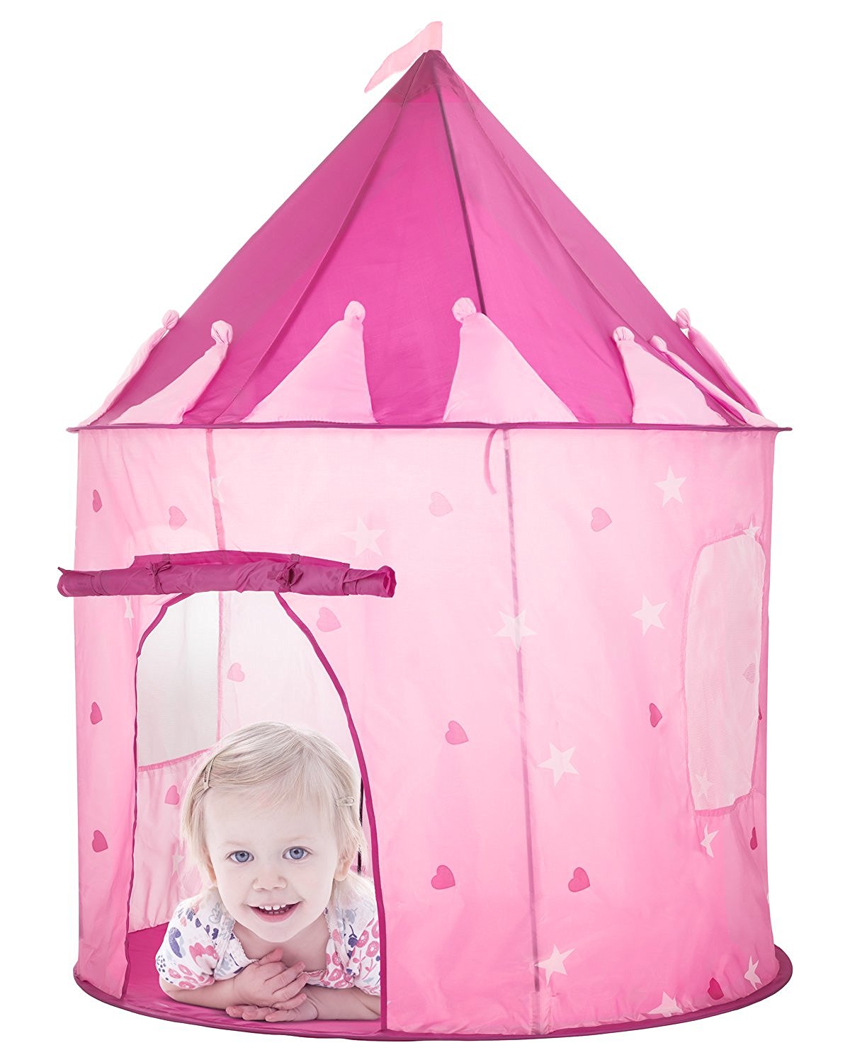 Toyniverse Girls Pink Play Tent Princess Castle with Glow In The Dark Stars - 41.3" X 49.2" *FREE SHIPPING*