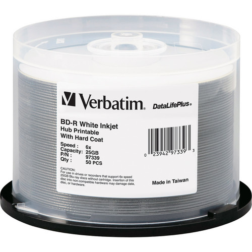 BD-R Blu-Ray 25GB 6x White Hub Inkjet Hub Printable Discs (50pk) *FREE SHIPPING*